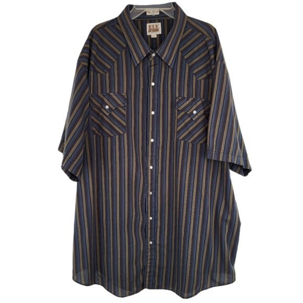 Ely Cattleman 3XL Tall Button Up Pearl Snap Western Rockabilly Striped Shirt‎